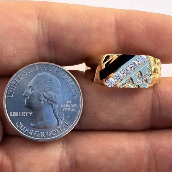 Men's 14k Gold Over Solid 925 Silver Nugget Ring - Picture 8 of 13